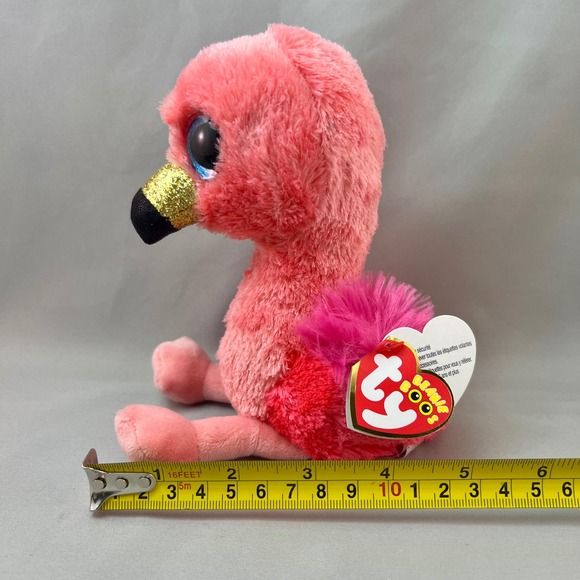 Ty Beanie Boos Gilda Flamingo Small Pink Excellent Glitter Eyes Sparkle Beak - Picture 13 of 14